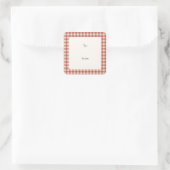 Rustikal Red Gingham Moderne Weihnachten Quadratischer Aufkleber (Tasche)