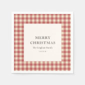 Rustikal Red Gingham Moderne Weihnachten Serviette (Vorderseite)