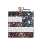 Rustikal Red White Blue Glitzern USA Flaggenmonogr Flachmann (Rückseite)