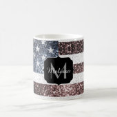Rustikal Red White Blue Glitzern USA Flaggenmonogr Kaffeetasse (Mittel)
