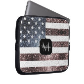 Rustikal Red White Blue Glitzern USA Flaggenmonogr Laptopschutzhülle (Vorne Rechts)