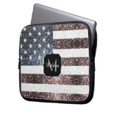Rustikal Red White Blue Glitzern USA Flaggenmonogr Laptopschutzhülle (Vorderseite Links)
