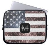 Rustikal Red White Blue Glitzern USA Flaggenmonogr Laptopschutzhülle (Vorderseite)