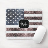 Rustikal Red White Blue Glitzern USA Flaggenmonogr Mousepad (Mit Mouse)