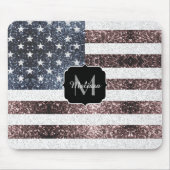 Rustikal Red White Blue Glitzern USA Flaggenmonogr Mousepad (Vorne)