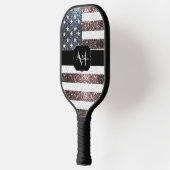 Rustikal Red White Blue Glitzern USA Flaggenmonogr Pickleball Schläger (Links)