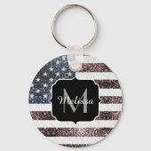 Rustikal Red White Blue Glitzern USA Flaggenmonogr Schlüsselanhänger (Rückseite)