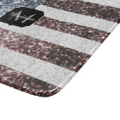 Rustikal Red White Blue Glitzern USA Flaggenmonogr Schneidebrett (Ecke)
