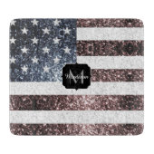 Rustikal Red White Blue Glitzern USA Flaggenmonogr Schneidebrett (Vorderseite)