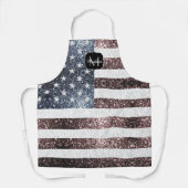 Rustikal Red White Blue Glitzern USA Flaggenmonogr Schürze (Vorderseite)