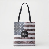 Rustikal Red White Blue Glitzern USA Flaggenmonogr Tasche (Vorderseite)
