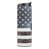 Rustikal Red White Blue Glitzern USA Flaggenmonogr Thermosbecher (Nach links gedreht)