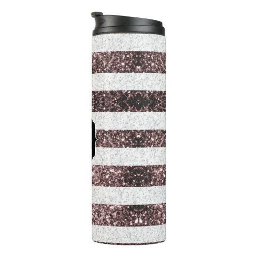 Rustikal Red White Blue Glitzern USA Flaggenmonogr Thermosbecher (Nach rechts gedreht)