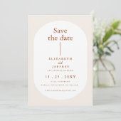 Rustikal Retro Boho Rust Terracotta Save the Date Ankündigung (Stehend Vorderseite)