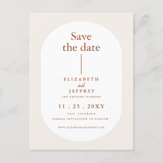 Rustikal Retro Boho Rust Terracotta Save the Date Ankündigungspostkarte