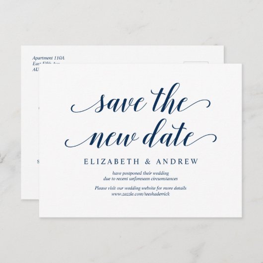 Rustikal, Rett des neuen Datums, Navy blau, versch Postkarte (Vorne/Hinten)