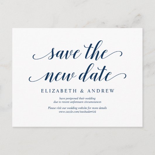 Rustikal, Rett des neuen Datums, Navy blau, versch Postkarte (Vorderseite)