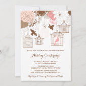 Rustikal rosa Birdcages Kinderdusche Einladung (Vorderseite)