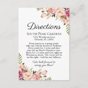 Rustikal-rosa-bläserne Hochzeitsrichtungen Beilage Begleitkarte