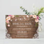 Rustikal rosa, bläserne Schnürsenkel Save the Date (Stehend Vorderseite)