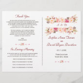 Rustikal-rosa-blaue Blume - Hochzeitsprogramm (Vorderseite)