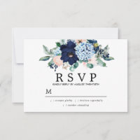 Rustikal rosa blaue Blumenkarte RSVP-Karte