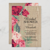 Rustikal Rosa Blume Brautdusche Einladung (Vorne/Hinten)