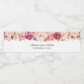 Rustikal rosa Blume Hochzeitswasser-Flaschenetiket Wasserflaschenetikett (Einzelnes Label)