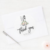 rustikal rosa Blumenbesteck danke Ihnen Aufkleber (Umschlag)