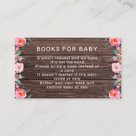 Rustikal rosa Blumenbücher für Kinder Begleitkarte (Vorderseite)