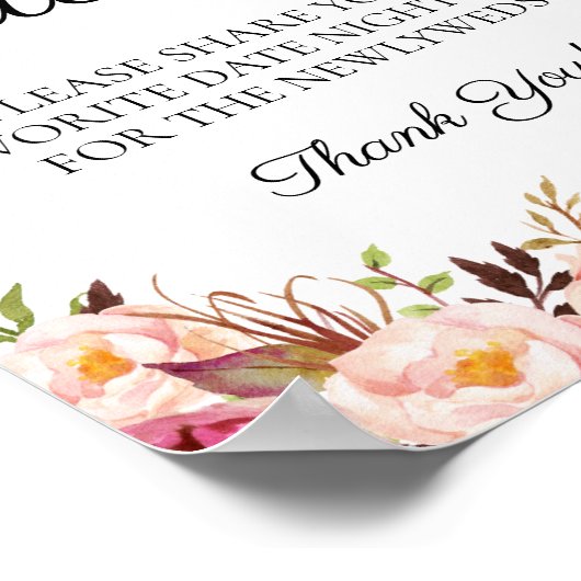 Rustikal rosa Blumendatum Jar Sign Hochzeit Poster (Ecke)