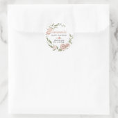 Rustikal rosa Blumendusche Danke Classic R Runder Aufkleber (Tasche)