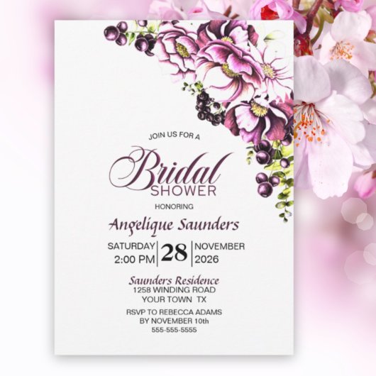 Rustikal Rosa Blumendusche Einladung