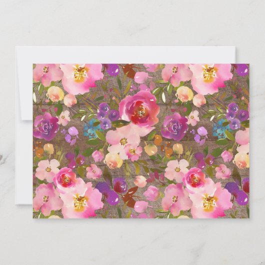 Rustikal Rosa Blumendusche Einladungen (Rückseite)