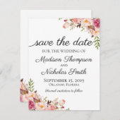 Rustikal-rosa Blumenhochzeit speichert die Datumsk Save The Date (Vorne/Hinten)
