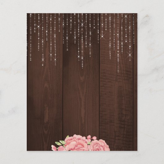 Rustikal rosa Blumenholz BUDGET Babydusche einlade (Rückseite)