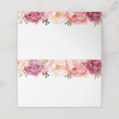 Rustikal rosa Blumenkarten für Hochzeitsnahrung Platzkarte (Außenseite Aufgefaltet)