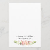 Rustikal rosa Blumenkarten Menükarte (Rückseite)