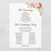 Rustikal rosa Blumenkarten Programm (Rückseite)