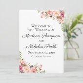 Rustikal rosa Blumenkarten Programm (Stehend Vorderseite)