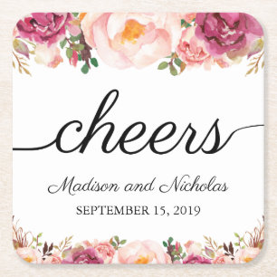 Rustikal rosa Blumenpapier-Untersetzer Rechteckiger Pappuntersetzer