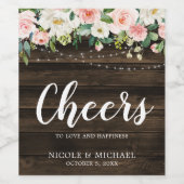 Rustikal rosa Blumenstrauß Hochzeit Weinetikett (Einzelnes Label)