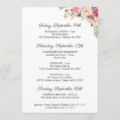 Rustikal rosa Blumenstrauß Hotel Willkommenskarte Programm (Rückseite)