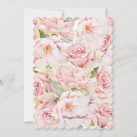 Rustikal rosa Blumenstrauß Probe Abendessen Einladung (Rückseite)