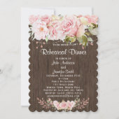 Rustikal rosa Blumenstrauß Probe Abendessen Einladung (Vorderseite)