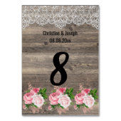 Rustikal rosa Blumenstrauß TISCHNUMMER (Rückseite)