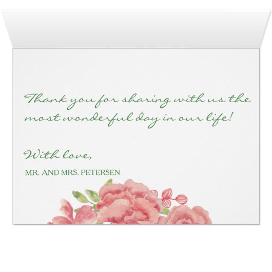 Rustikal rosa Blumenwald Hochzeit danke (Innenansicht Horizontal (Unten))