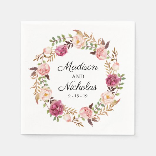 Rustikal rosa Blumenzwiebeln Napkins Serviette (Vorderseite)