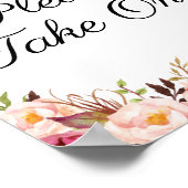 Rustikal rosa Blüte Bitte nehmen Sie ein Schildkrö Poster (Ecke)