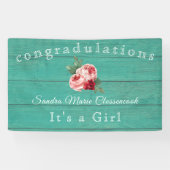 Rustikal rosa Blüte Das Mädchen Rustikales Grünes Banner (Horizontal)